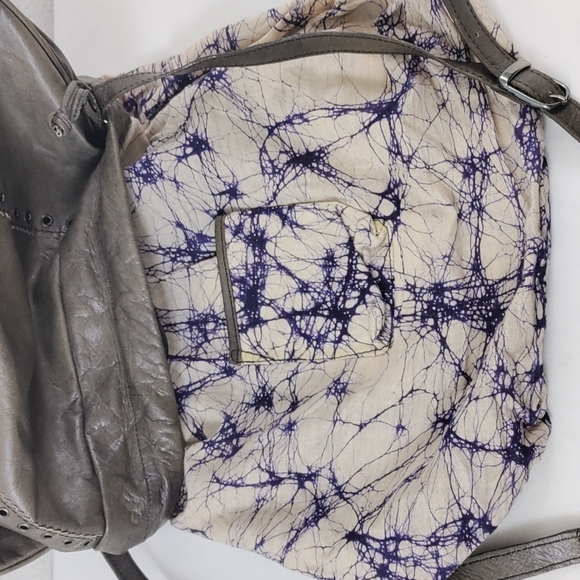 💥FINAL PRICE💥Dark Smokey Gray Leather Drawstring Crossbody Shoulder Bag. - Picture 13 of 14